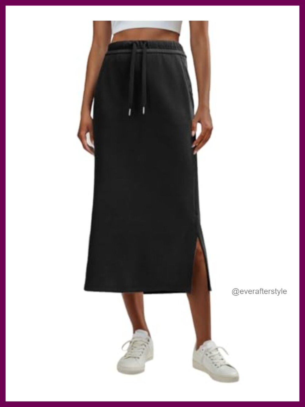 High Waisted Maxi Skirt with Pockets & Side Slit